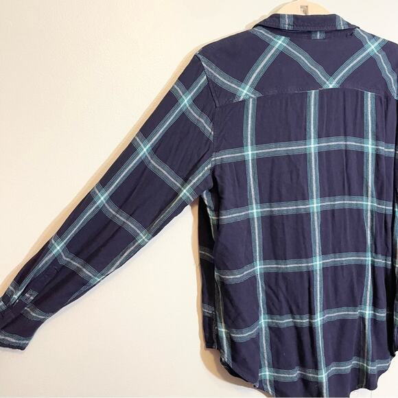A New Day Plaid Collared Long Sleeve Front Pockets Button Down Shirt Blue XXL - Picture 2 of 15